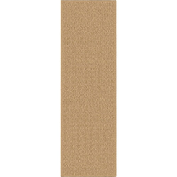 Beige 2 ft. 3 in. x 7 ft. 3 in. Runner Flat-Weave Well-Jute Printed Boerboel Geometric Herringbone Area Rug