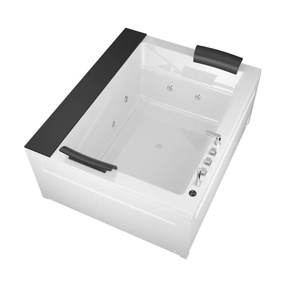 INSTER SPA 70.8 in. x 59 in. Whirlpool Air Massage Bathtub with Handheld Shower Faucet Kit and Pillows