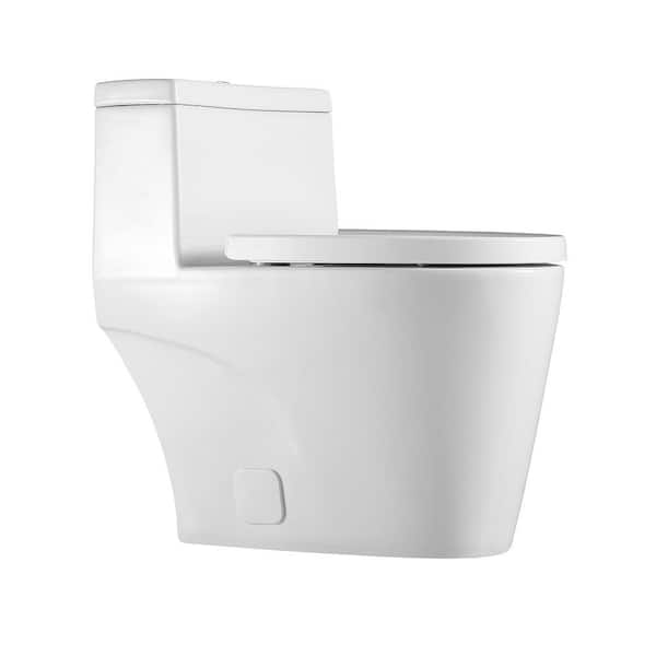 Boyel Living 0.8 GPF/1.28 GPF Dual Flush Square Shape Ceramic Elongated 1-Piece Toilet Bowl Only in White