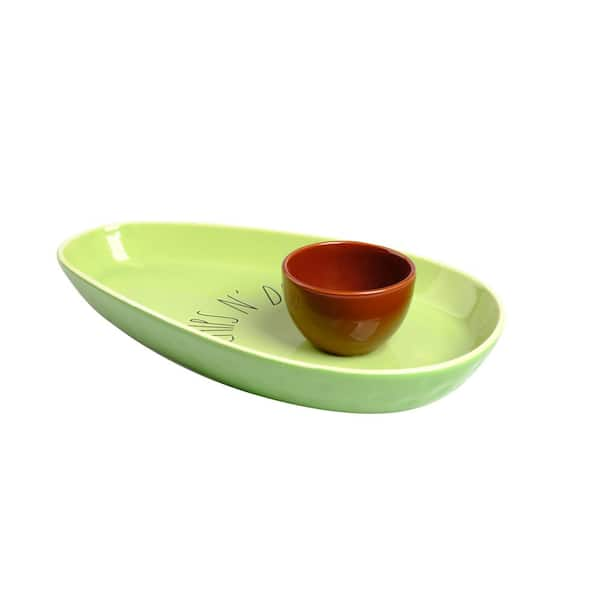 AVACADO GREEN* Glass Serving Platter With Sculptured Edge*Flare* Round Pedestal Base discount With A Flare*