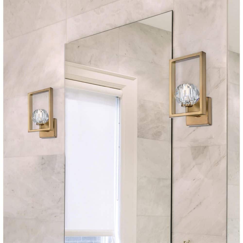 Brushed Brass and Crystal LED Wall Sconce
