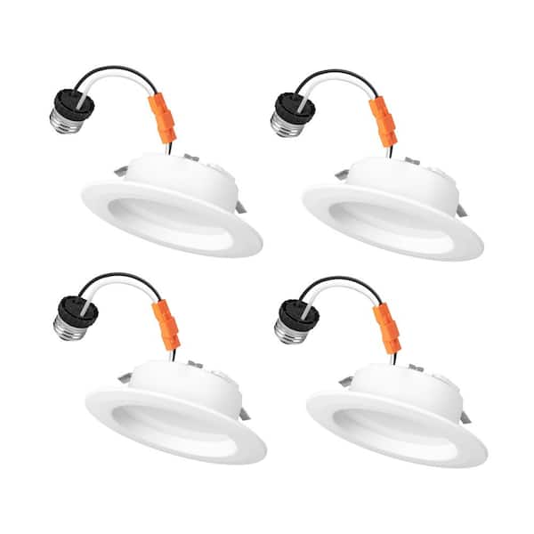 4 in. Integrated LED Recessed Retrofit Light Trim with Selectable Color Temperature, (4-Pack)