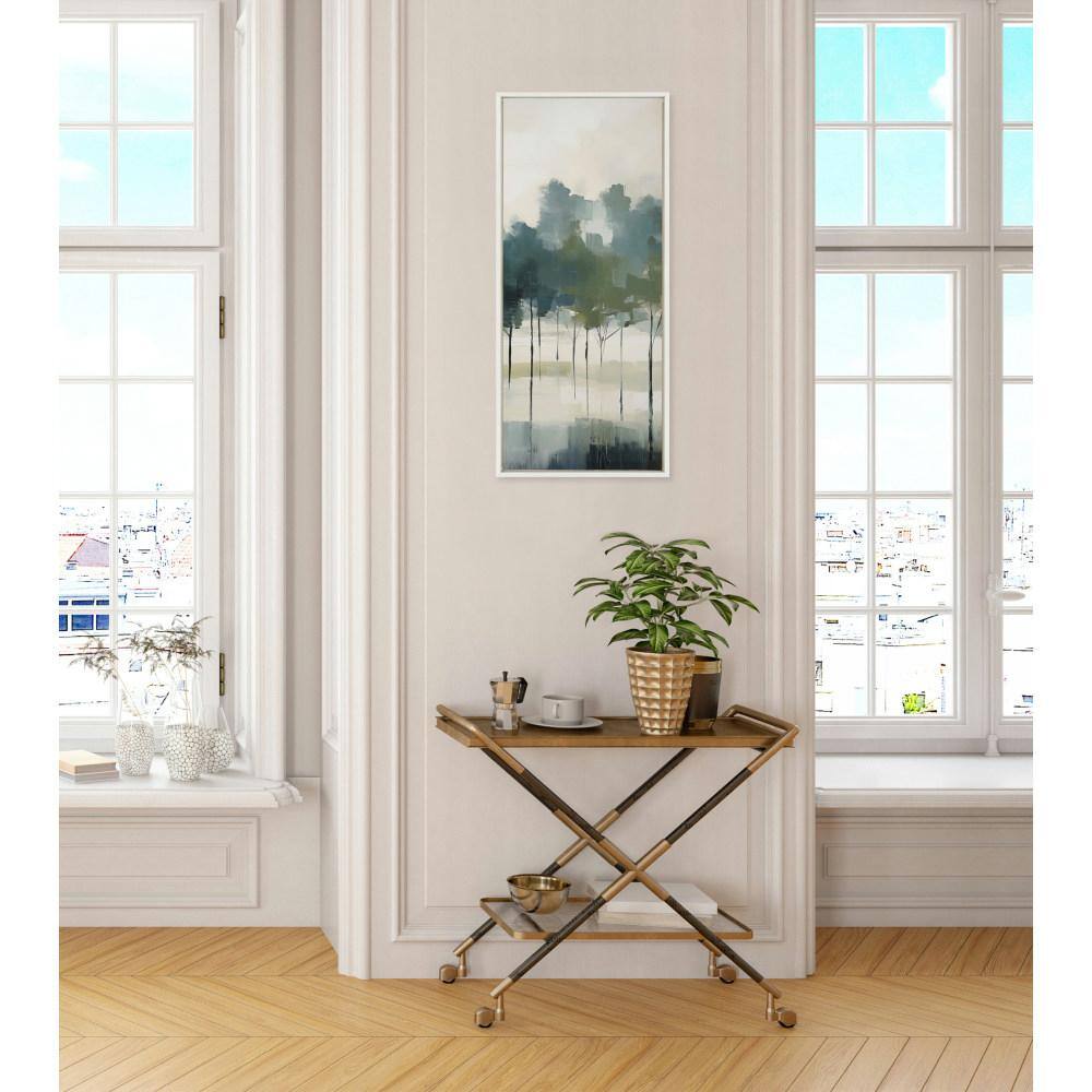 Whispering Trees Abstract Landscape 18x40 White Canvas Print