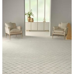 Solitaire - Linen - White 13.2 ft. 64 oz. Polyester Pattern Installed Carpet