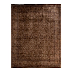 Fine Vibrance Brown 8 ft. x 10 ft. Solid Wool Indoor Area Rug