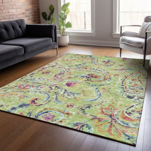 Chantille Machine Washable Indoor/Outdoor Abstract ACN834 Aloe 2 ft. 6 in. x 3 ft. 10 in. Area Rug