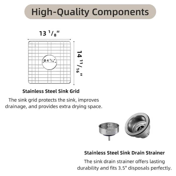 32 in. Double Bowl 50/50 Kitchen Sink, White Fireclay Kitchen Sink Undermount/Drop in, with Grid and Strainer Drain