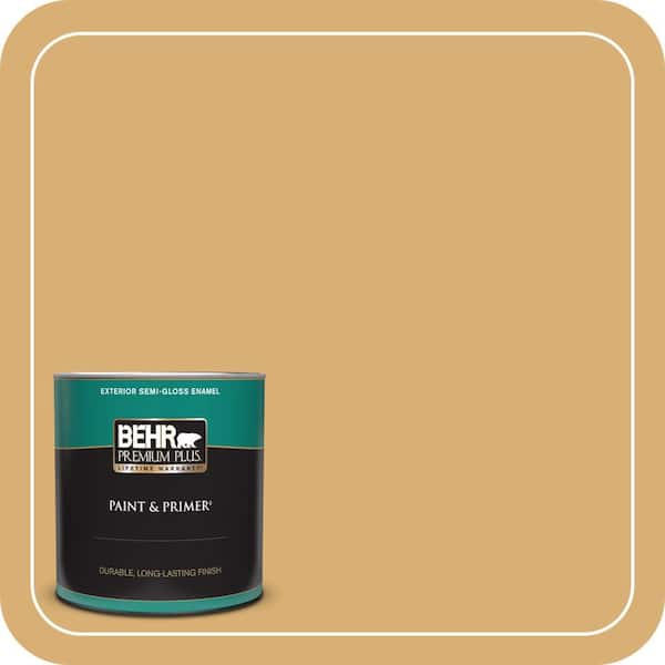 BEHR PREMIUM PLUS 1 qt. Home Decorators Collection #HDC-AC-08 Mustard Field Semi-Gloss Enamel Exterior Paint & Primer