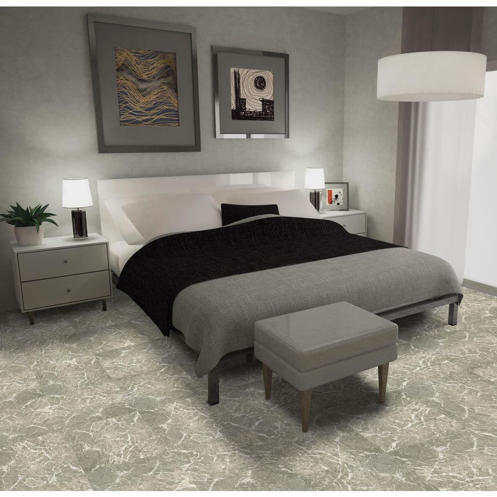Gray Marble Self-Adhesive 12-Inch Vinyl Floor Tiles, 20-Pack