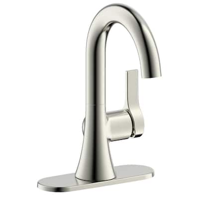 Fontaine Varenne 4 in. Centerset Single-Handle Modern Bathroom Faucet with Pop-Up Assembly in Brushed Nickel