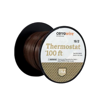 100 ft. 18/2 Brown Solid Copper CL2R Thermostat Wire