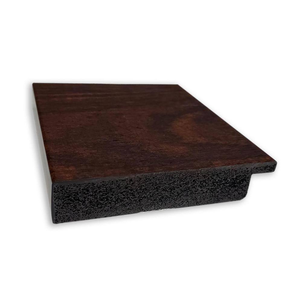 Woodgrain Walnut Brown Rectangular Bathroom Vanity Mirror with Silver Accents
