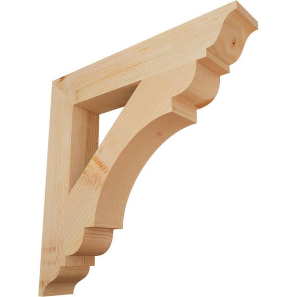 Ekena Millwork 3.5 in. x 24 in. x 24 in. Douglas Fir Olympic Traditional Smooth Bracket