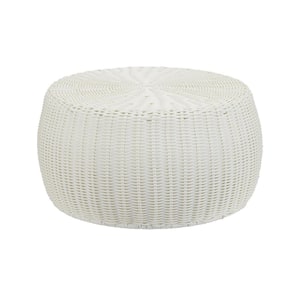 16 in. White Round Low Resin Table with Storage