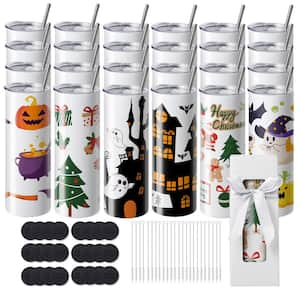 24-Pack 20 Oz Skinny Stainless Steel Sublimation Tumblers, Blank Double Wall Tumblers Heat Transfer, Customized Gifts