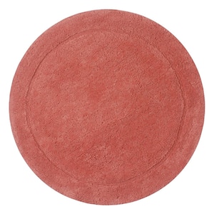 Waterford Collection 100% Cotton Tufted Non-Slip Bath Rug, 30 in. Round, Coral