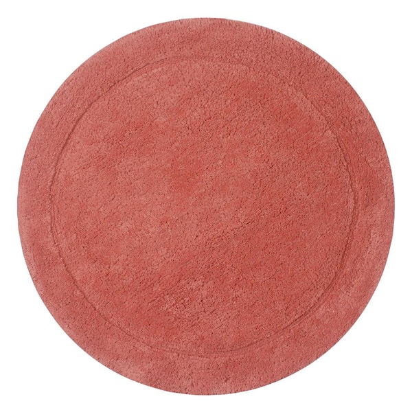 Waterford Collection 100% Cotton Tufted Non-Slip Bath Rug, 30 in. Round, Coral