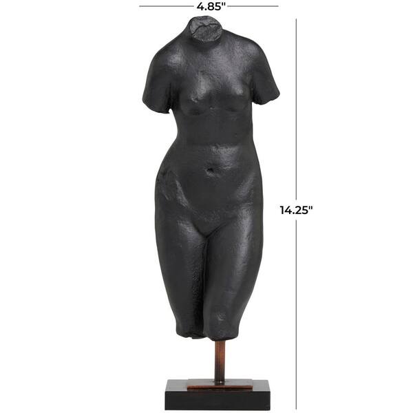 Litton Lane 5 in. x 14 in. Black Polystone Woman Sculpture 043761