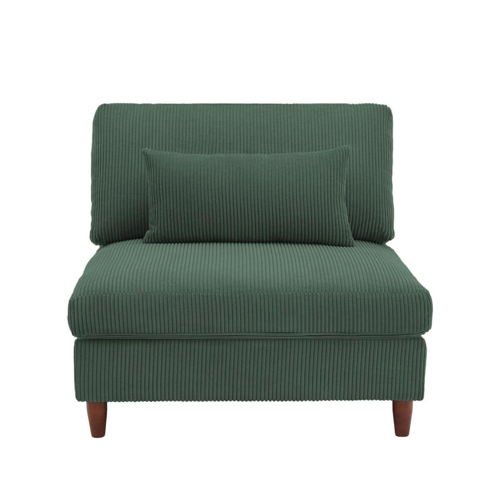 Uixe Luxury Hunter Green Corduroy Fabric Armless Side Chair