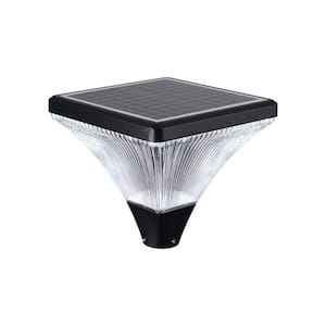 1-Light Black Aluminum Solar Outdoor Weather Resistant Post Light Lamp Head with Integrated LED