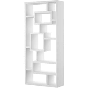 Elaina 71 in. White 11-shelf Standard Cube Bookcase