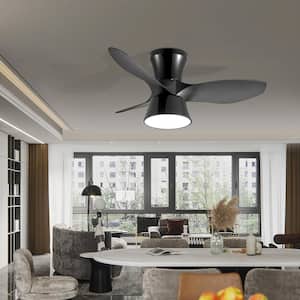 Light Pro 32 in. LED Indoor Black Flush Mount Ceiling Fan with Light and DC Motor