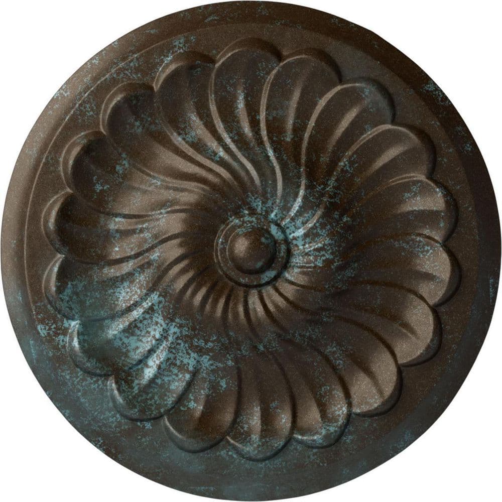 "2-1/4"" x 12-1/4"" x 12-1/4"" Polyurethane Flower Spiral Ceiling Medallion, Hand-Painted Bronze Blue Patina" price history on PriceWatchPro