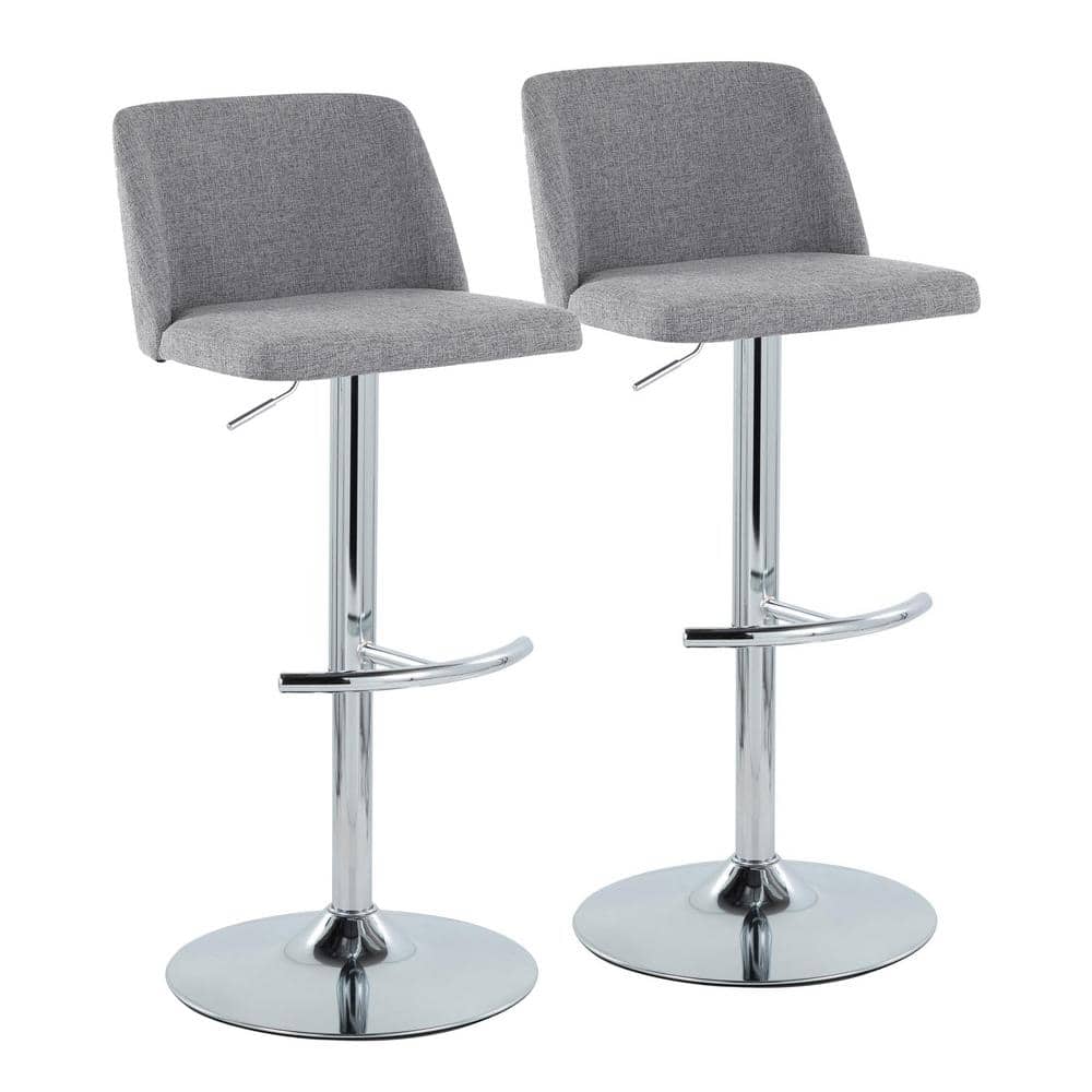 Gray Adjustable Swivel Bar Stools with Metal Frame