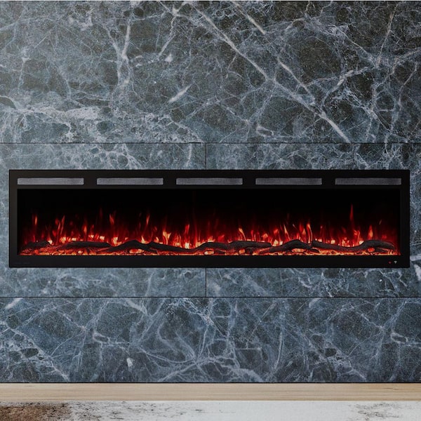 Vibrance 72 in. Wall-Mounted Smart Electric Fireplace Heater with Multi-Color Flames, Remote, 5000 BTU, Wi-Fi