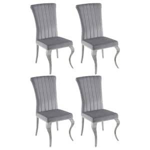 Betty Gray and Chrome Upholstered Side Chairs Set of 4