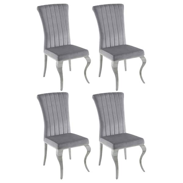 Coaster Betty Gray and Chrome Upholstered Side Chairs Set of 4