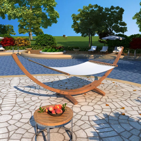 13 Pine Hardwood Arc Frame Hammock Stand with Hooks and Chains