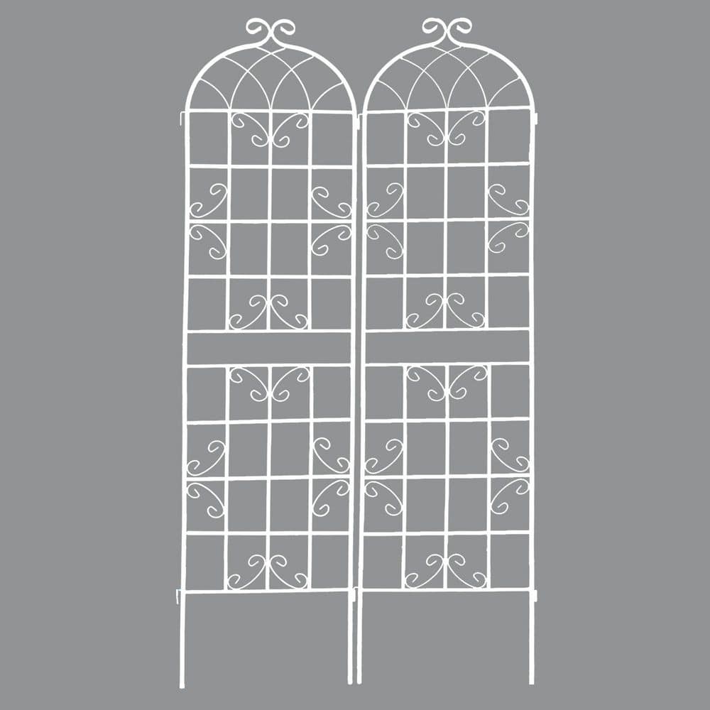 19.7 in. W x 86.7 in. H 2-Pack White Metal Garden Trellis Garden Fencing fo
