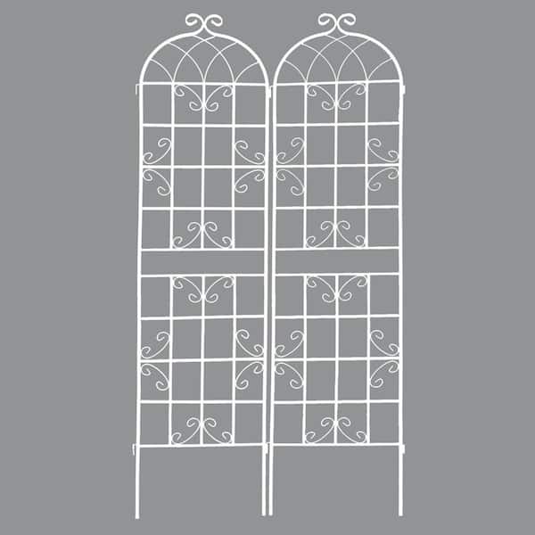 Unbranded 19.7 in. W x 86.7 in. H 2-Pack White Metal Garden Trellis Garden Fencing for Climbing Plants Outdoor Patio Plant Trellis
