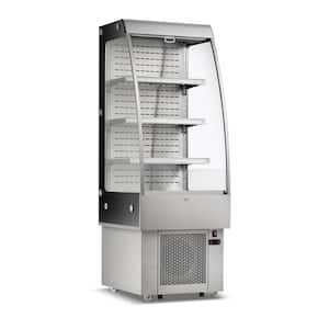 24 in. 8.8 cu. ft. Commercial Open Air Merchandiser Display Refrigerator in Stainless Steel with Wheels and LED Lighting