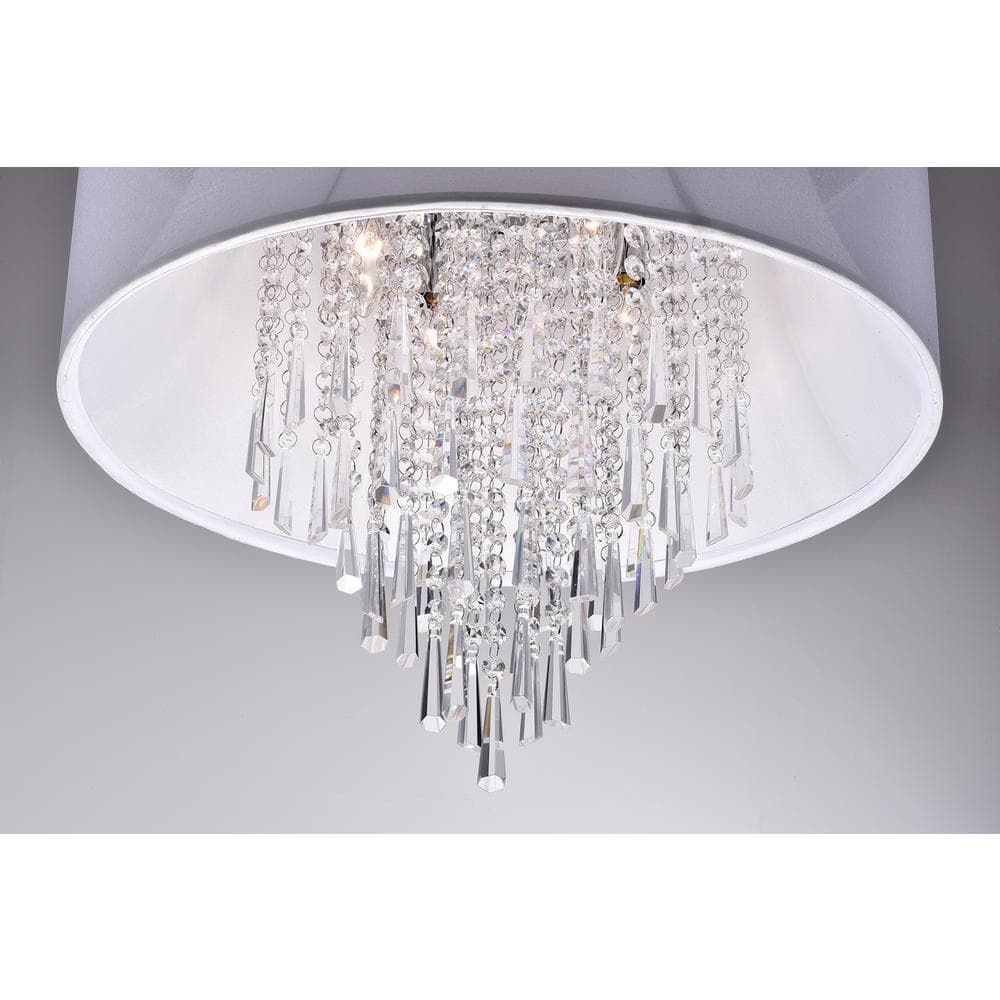 Chrome 4-Light Drum Chandelier with Crystal Accents