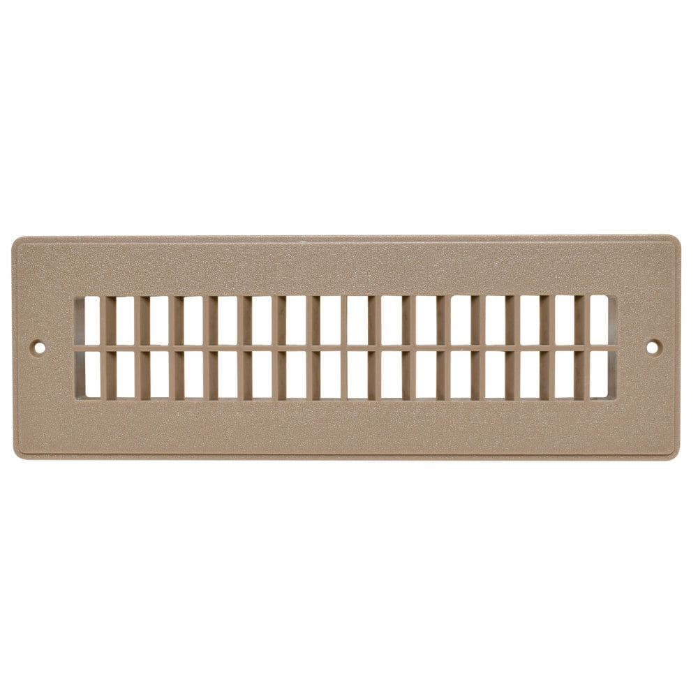 Light Brown Plastic Heat and A/C Floor Register with Damper