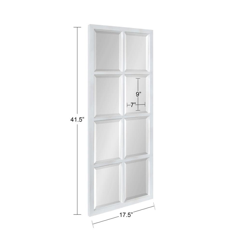 Hogan Rustic White Wooden Windowpane 22" x 46" Wall Mirror
