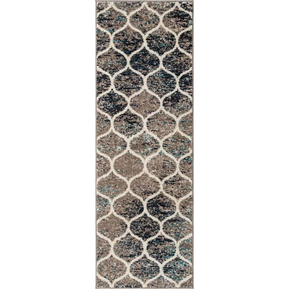 Trellis Frieze Rounded Blue Multi 2' 0 x 6' 0 Rug price history on PriceWatchPro