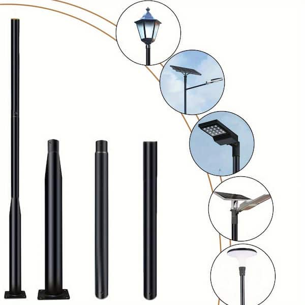 9.2 ft. Black Direct Burial Outdoor Lamp Post, fits Most Standard 3 in. Post Top Fixtures