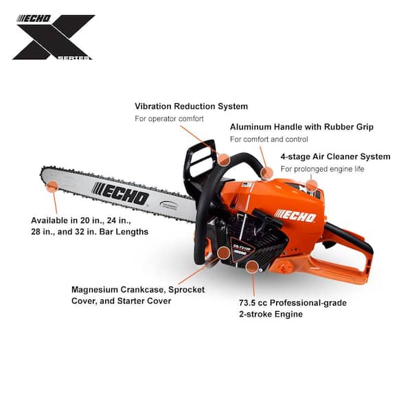 28 in. 73.5 cc Gas 2-Stroke X Series Professional-Grade Rear Handle Chainsaw