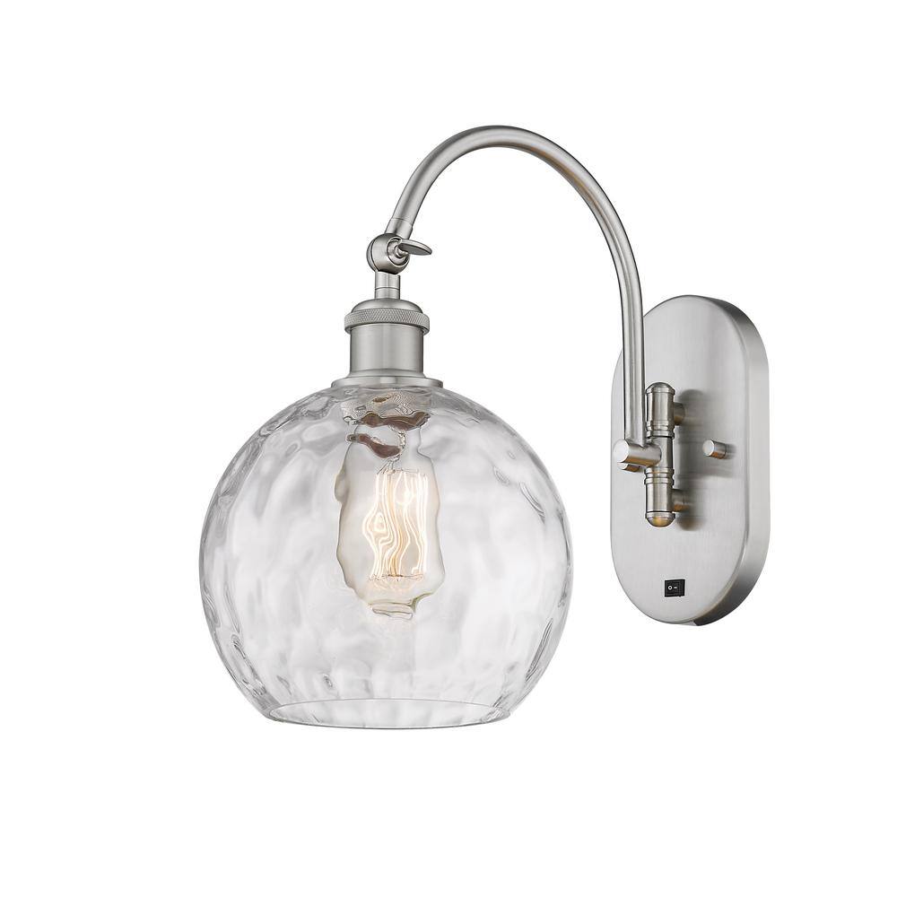 Athens Water Glass 1-Light Brushed Satin Nickel, Clear Water Glass Wall Sconce with Clear Glass Shade price history on PriceWatchPro