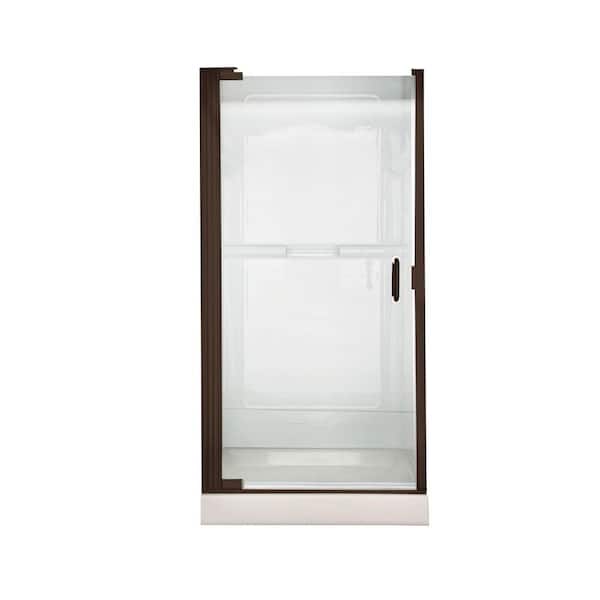American Standard Euro 25.4 in. x 65.5 in. Semi-Frameless Continuous Hinged Pivot Shower Door in Oil-Rubbed Bronze with Clear Glass
