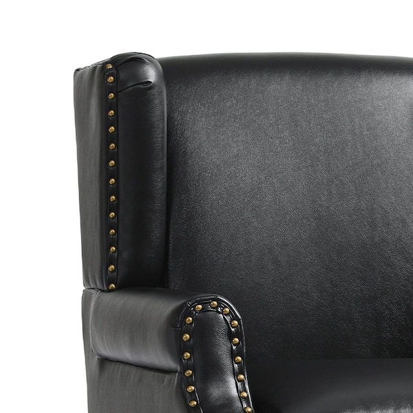 Uixe Black PU Leather Nailhead Trim Upholstered High Back Accent