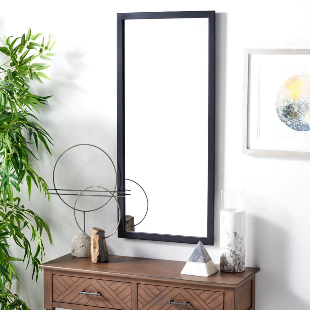Grand Pravina Black Rectangular Solid Wood Frame Mirror