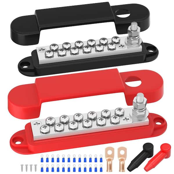 12-Volt 150A Marine Power Distribution Block Bus Bar with 1/4 Stud in High-Quality ABS for Boat Automotive Solar Wiring