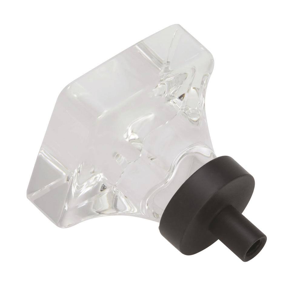Glacio Clear and Oil-Rubbed Bronze Square Cabinet Knob