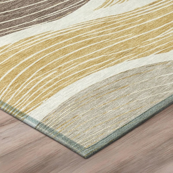 Chantille Machine Washable Indoor/Outdoor Abstract ACN3094 Gold 3 ft. x 4 ft. Area Rug
