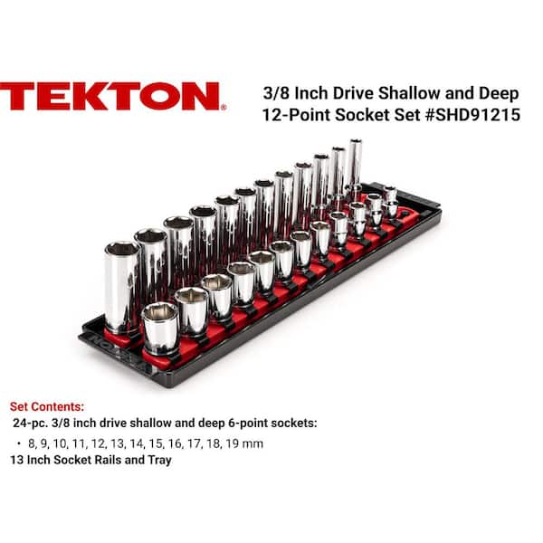 3/8 in. Drive 6-Point Socket Set with Rails (8 mm-19 mm) (24-Piece)