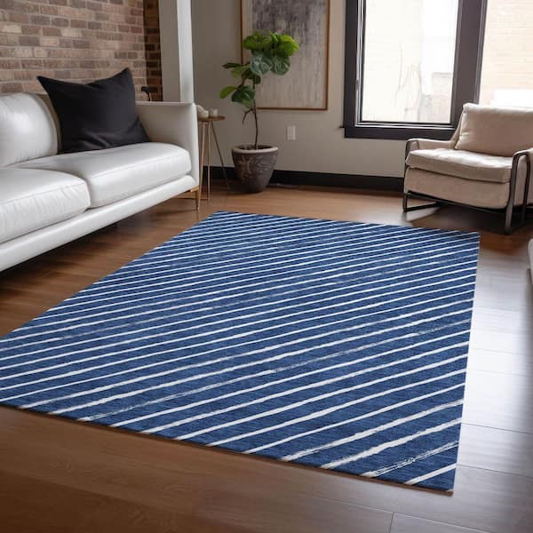 Chantille Machine Washable Indoor/Outdoor Abstract ACN1819 Navy 3 ft. x 4 ft. Area Rug